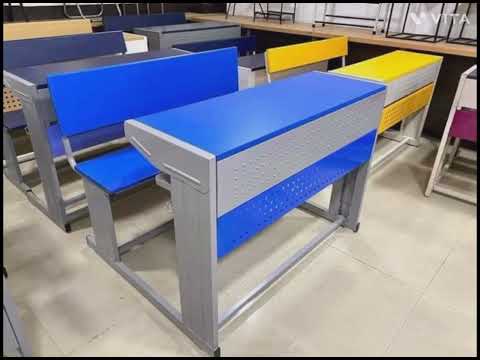 Bowzar Desk Bench Pair Two Seater with Back Rest Powder Coated