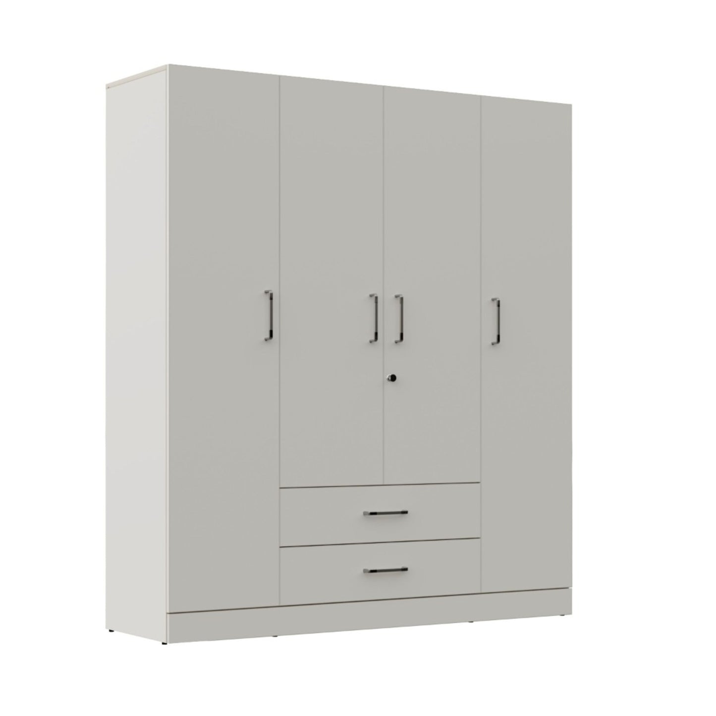 4 Door Wardrobe with Drawer and 1 Hanging Space 72X63X18 Inch