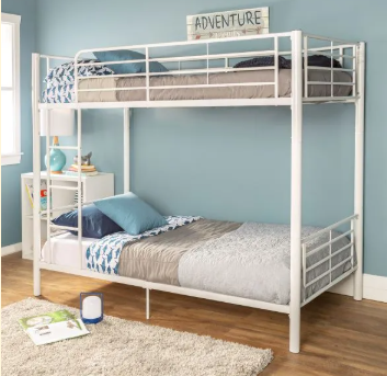 Twin over Twin White Metal Bunk Bed