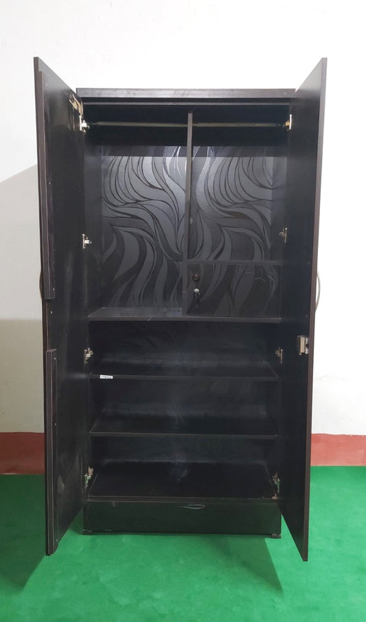 Bowzar 2 Door Almirah Wooden Wardrobe Black Nagin 2 Door Wardrobe
