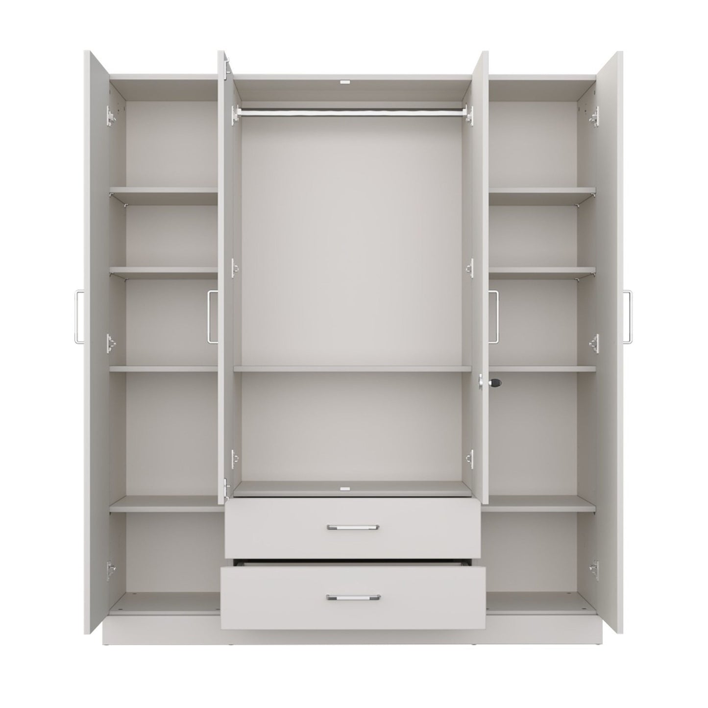 4 Door Wardrobe with Drawer and 1 Hanging Space 72X63X18 Inch