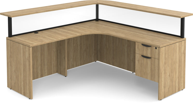 Borders Reception Desk 66" x 66" Left Hand with Box/File Pedestal