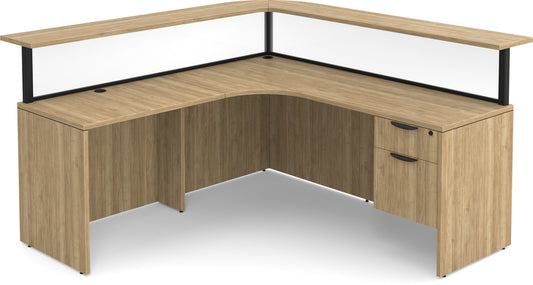 Borders Reception Desk 66" x 66" Left Hand with Box/File Pedestal