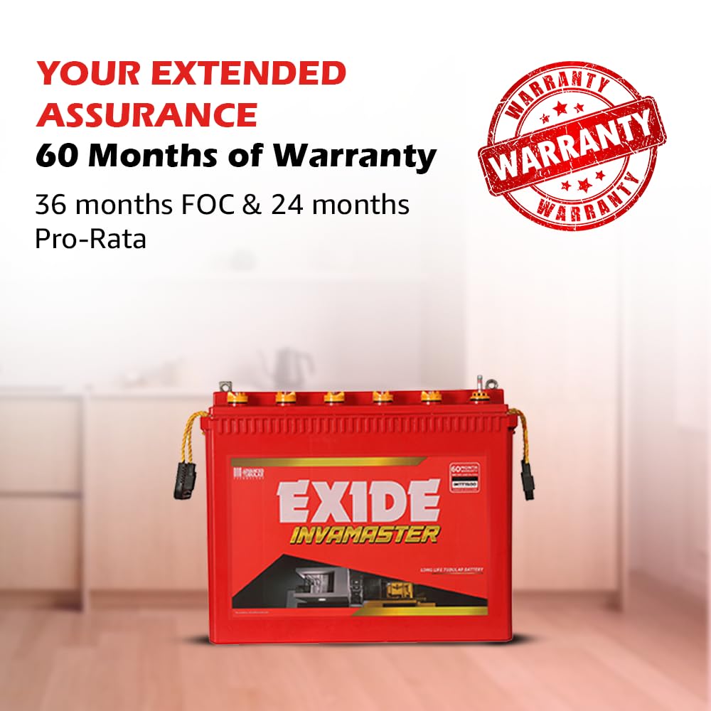 EXIDE INVAMASTER IMTT2000, 12V 200Ah Tall Tubular Inverter Battery for Home and Office with Warranty - 60 Months (36 FOC+24Pro Rata)