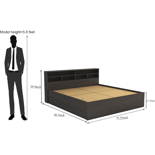 Bowzar King MDF Box Bed Water Resistant Long Lasting Premium Quality EMI Board King Box Bed