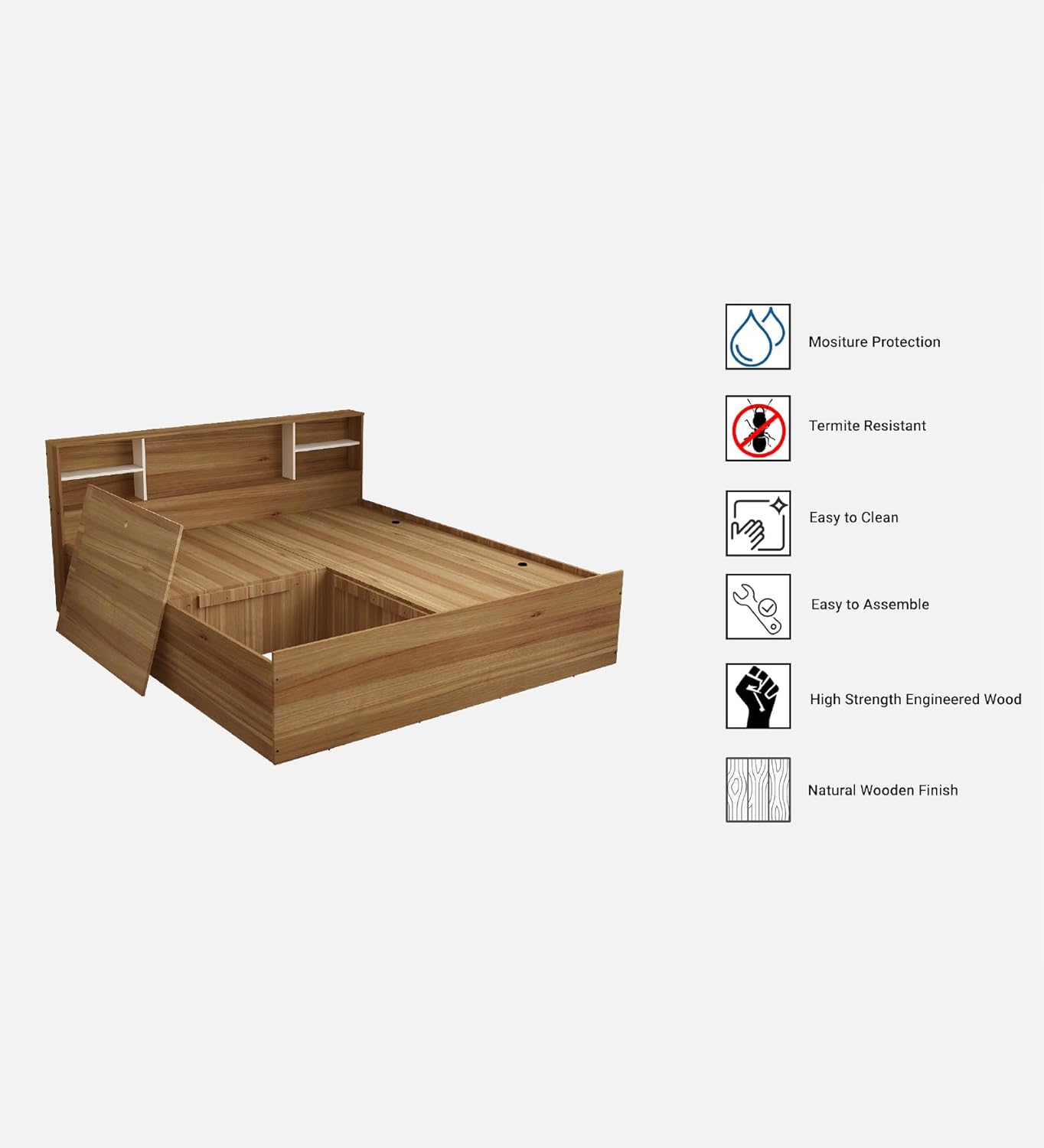King Box Bed with Storage Engineered Wood Size 6X6.5 Feet