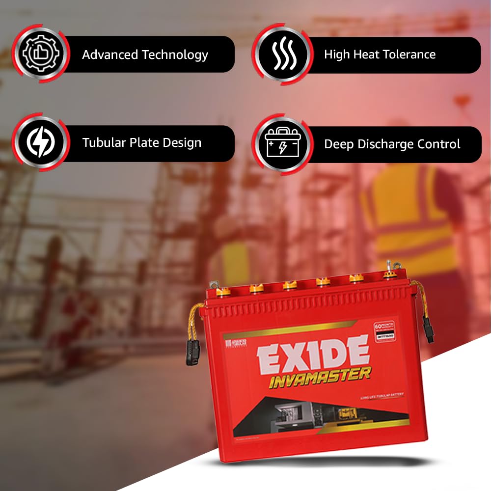 EXIDE INVAMASTER IMTT2000, 12V 200Ah Tall Tubular Inverter Battery for Home and Office with Warranty - 60 Months (36 FOC+24Pro Rata)