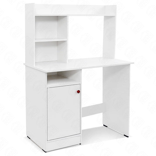 4x2 Feet Height 5 Feet White Wooden Study Table with Hutch & Bottom Storage - Office Desk - Office Table for Laptop, Computer Table