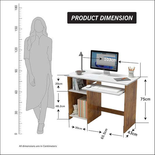 Bowzar L40XW18XH30 Small Modern Writing Desk for Home Office, Bedroom, or Living Room