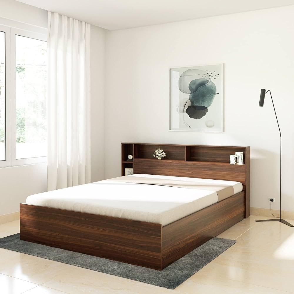 Bowzar Enginerring Wood Bed Queen Box Bed Size 5x6.5 Feet With Head Box