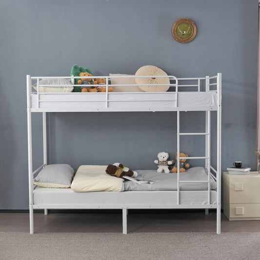 Twin Over Twin Bunk Bed,Bunk Beds for adults, Kids Bunk Bed, Single Bunk Bed with Ladder and Guard Rails, Heavy Duty Metal BunkBeds for Teens, Adults