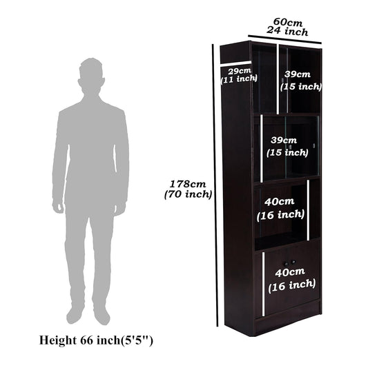 Engineered Wood Book Shelf and Display Unit Cabinet 70X24X11 Inch Wenge