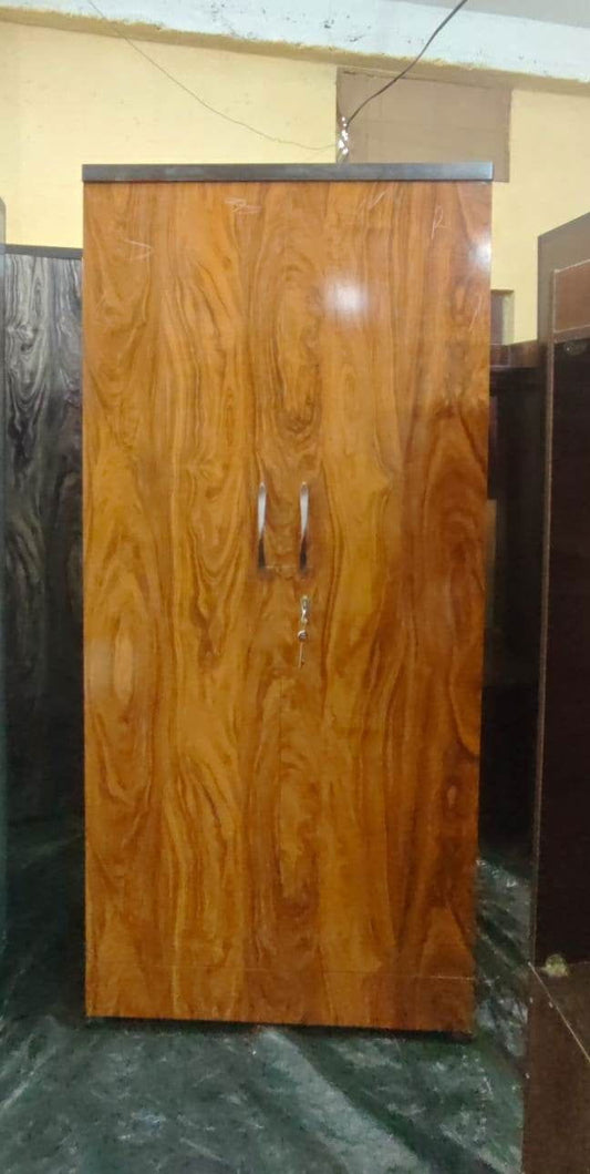 Bowzar 2 Door Wooden Almirah Wardrobe 6.5 Feet Wooden Print Brick 3D - Bowzar -
