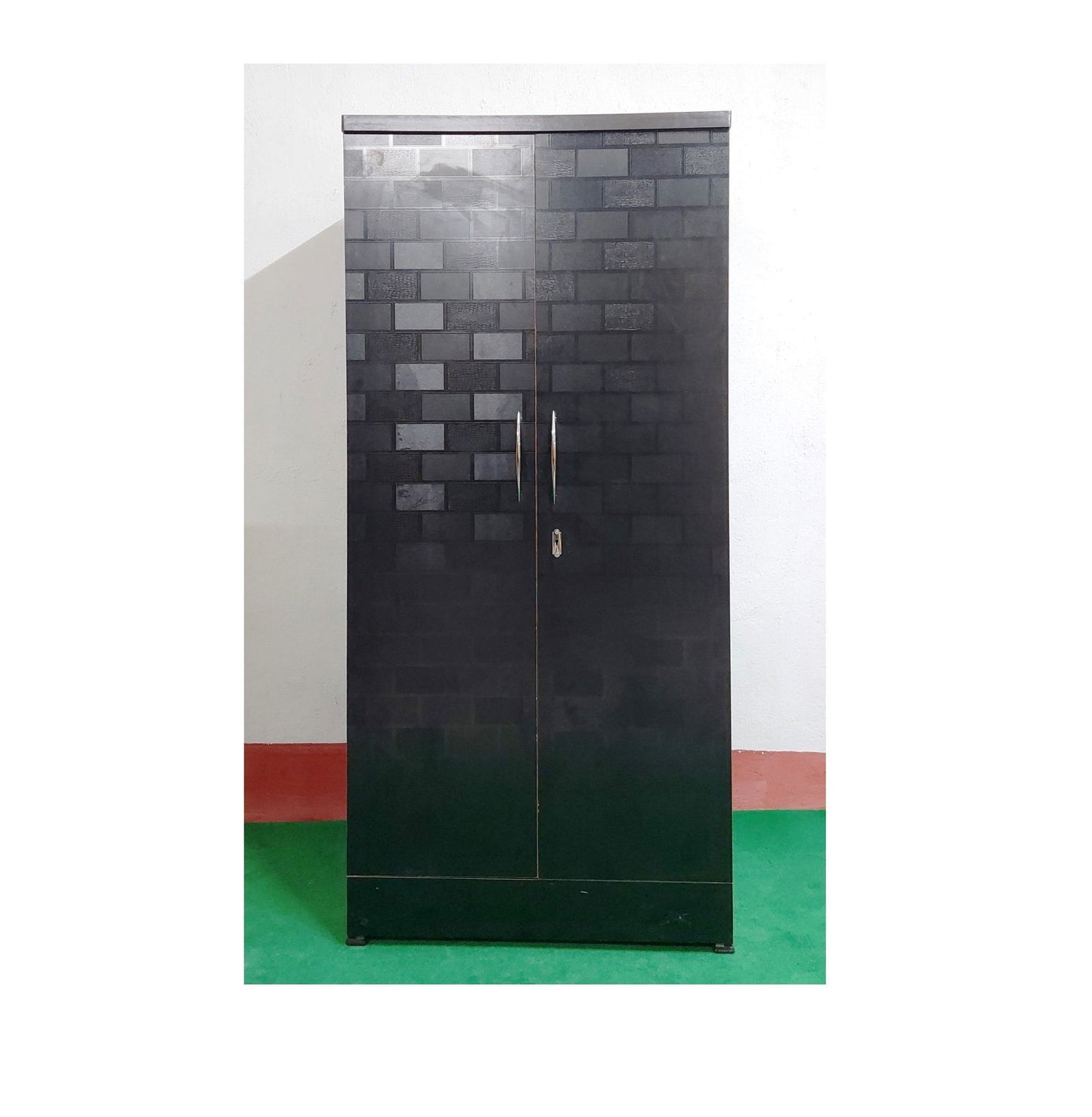 Bowzar 2 Door Wooden Almirah Wardrobe Black Brick - Bowzar -