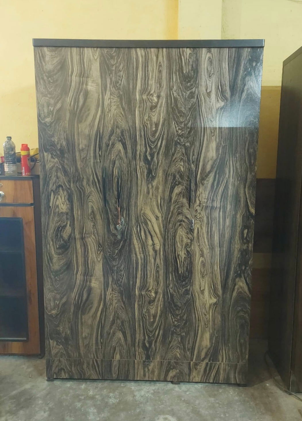 Bowzar 3 Door Wooden Almirah Black Tiger - Bowzar -