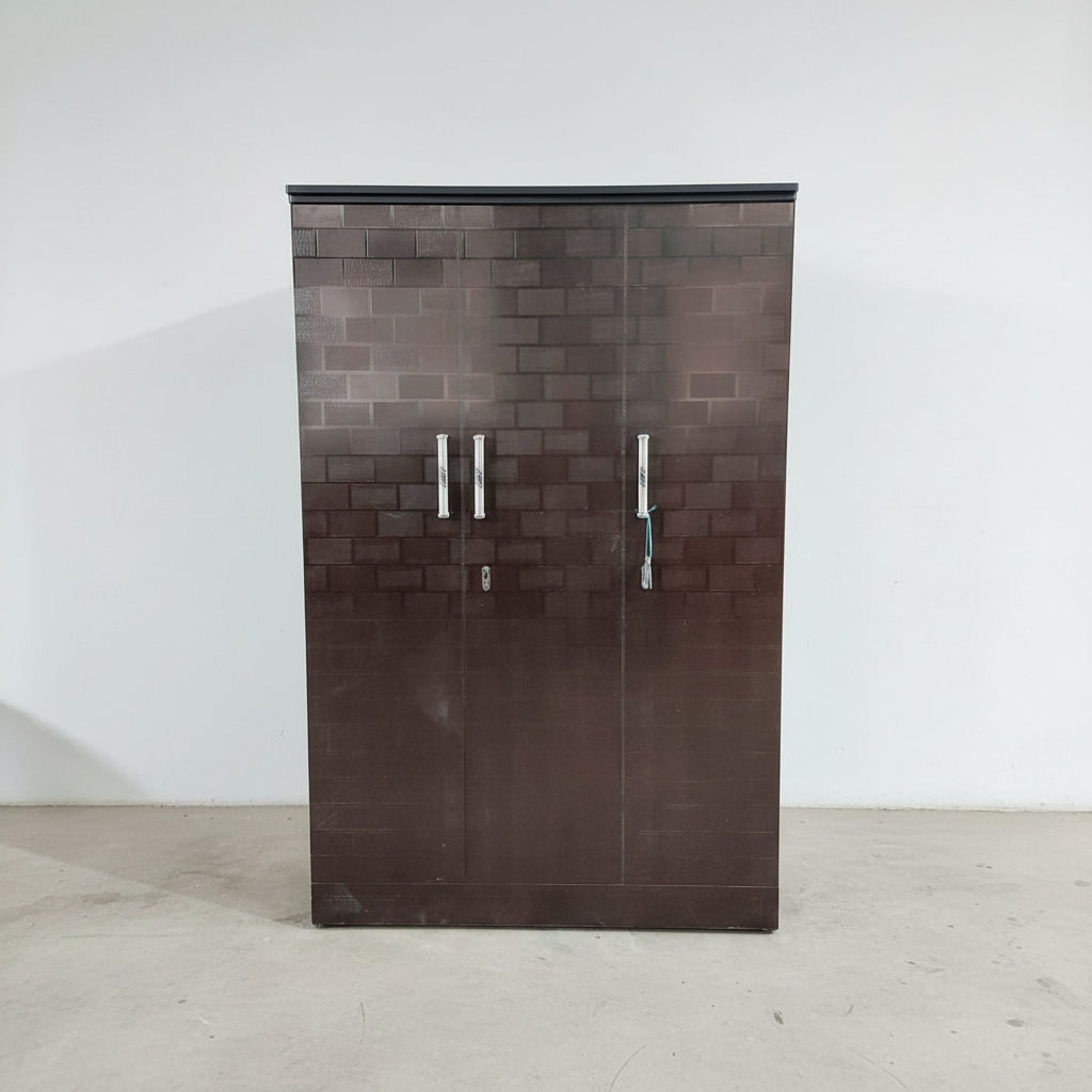 Bowzar 3 Door Wooden Almirah Wardrobe Black Brick - Bowzar -