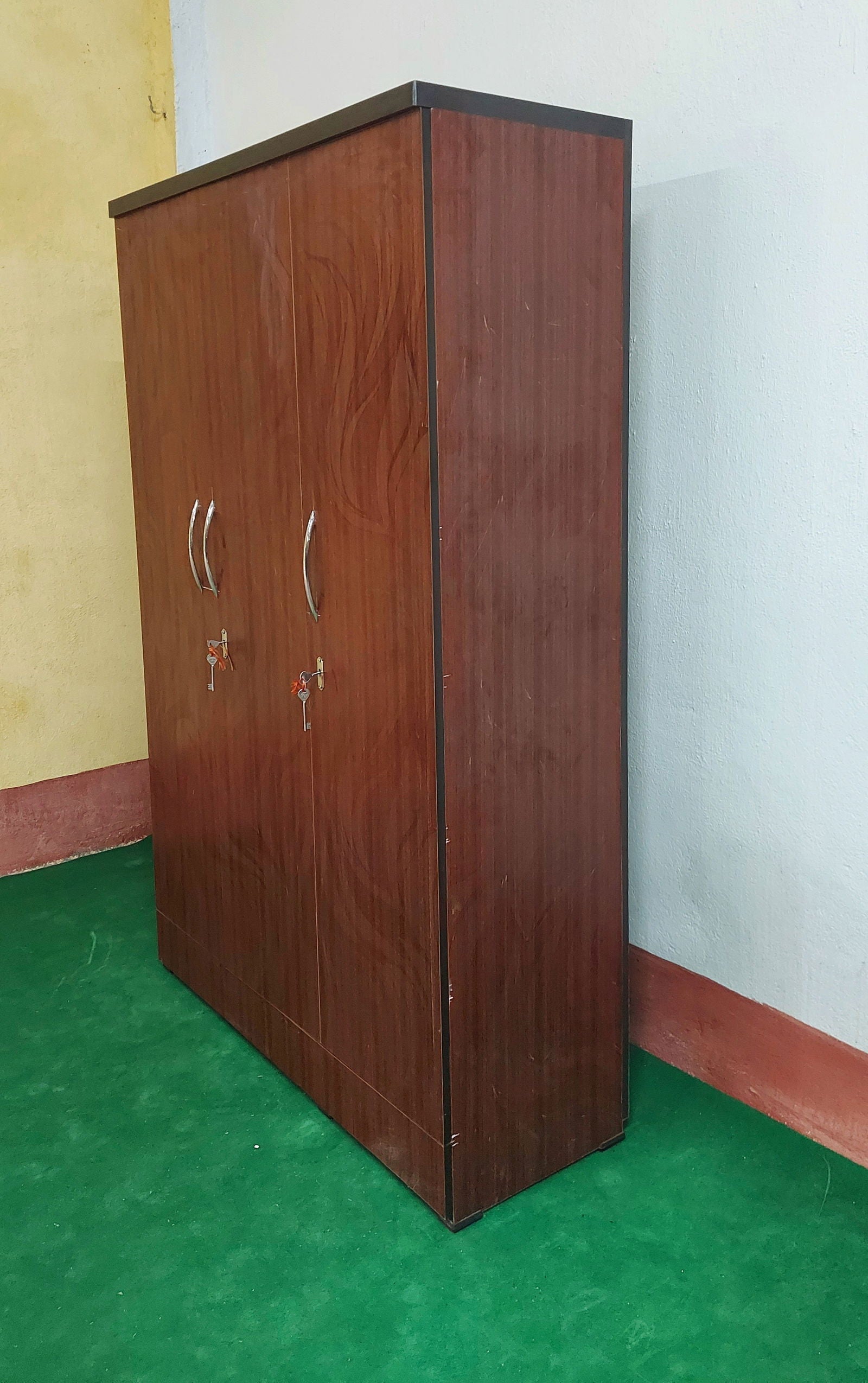 Bowzar 3 Door Wooden Almirah Wardrobe Maroon Nagin - Bowzar -