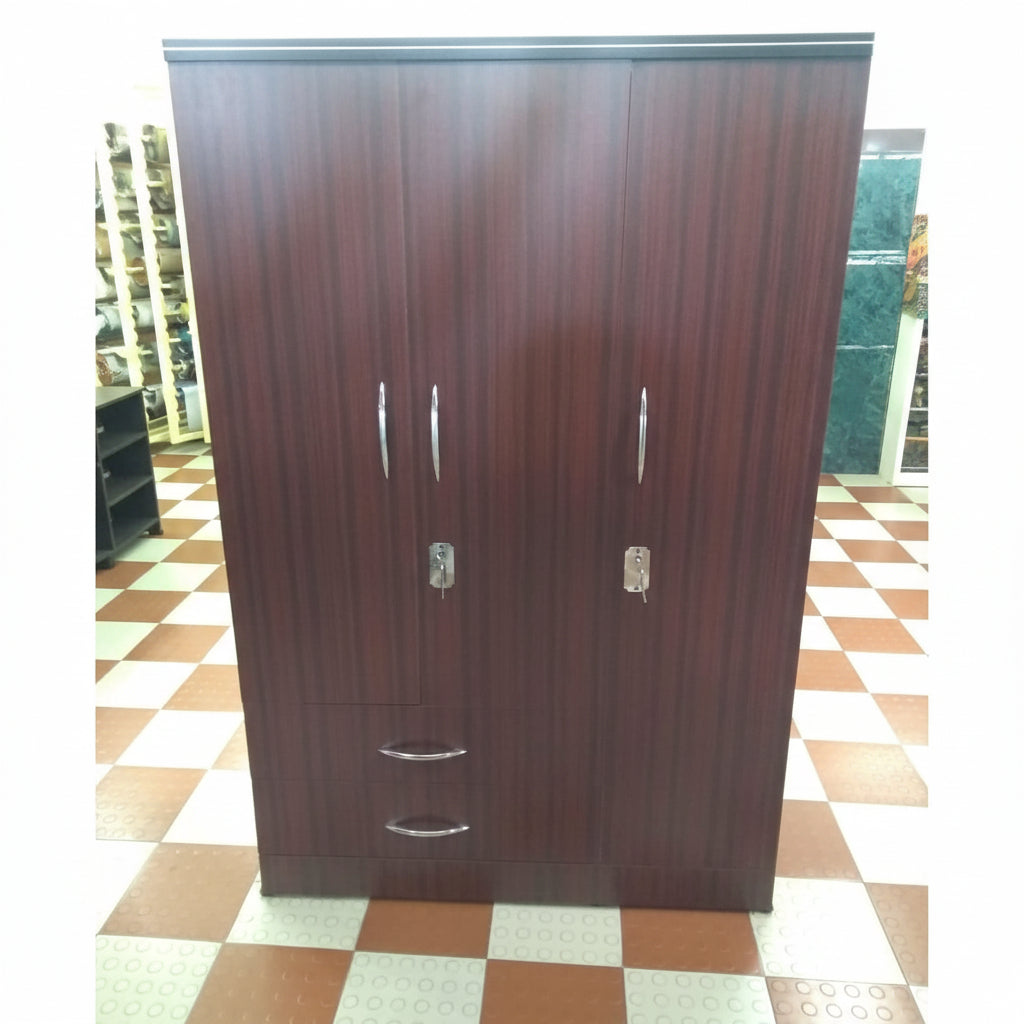 Bowzar 3 Door Wooden Almirah Wardrobe Rose Wood With Drawer - Bowzar -