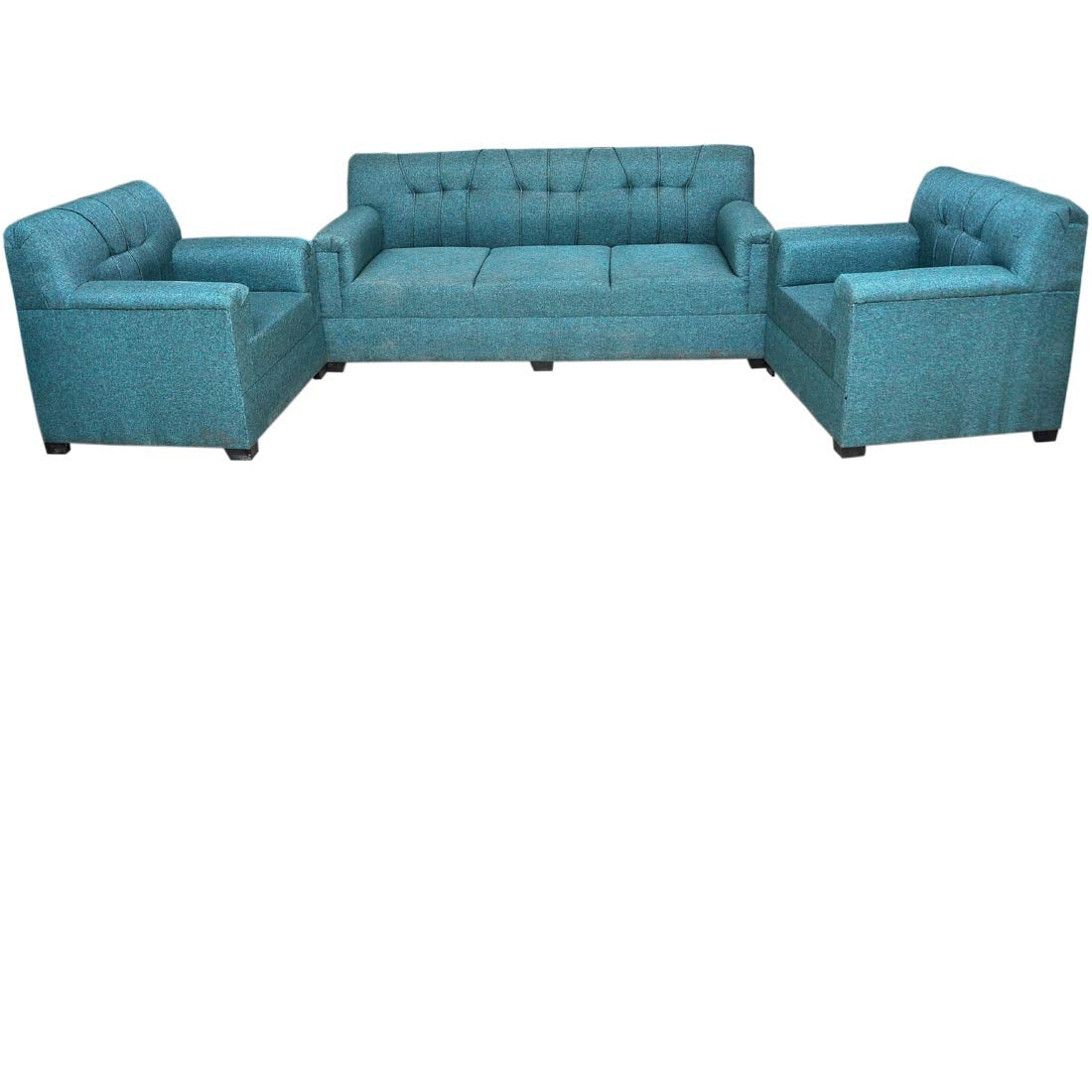 Bowzar 5 Seater Sofa Set With 2 Puffy Premium Fabric and High Density Foam Teal - Bowzar -
