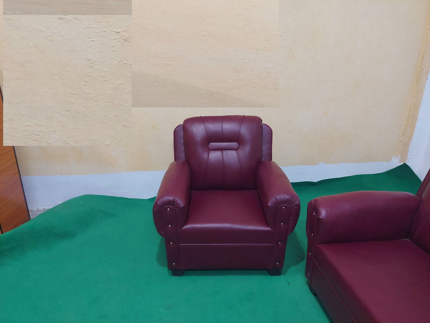 Bowzar 5 Seater Wooden Sofa Good Quality Foam Maroon - Bowzar -