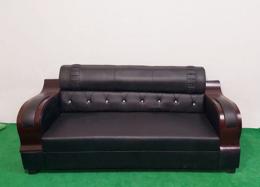 Bowzar 5 Seater Wooden Sofa Malaysian Good Foam Quality Black - Bowzar -