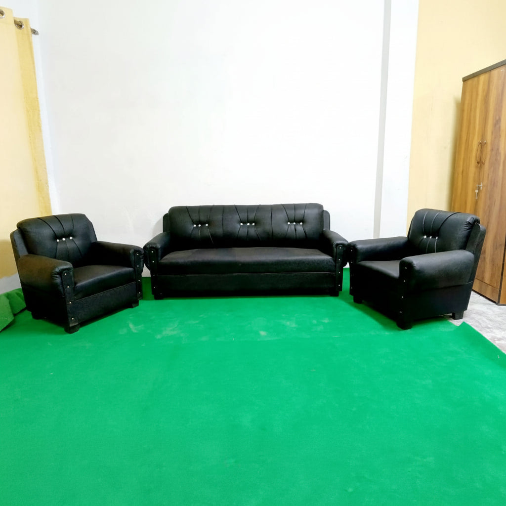 Bowzar 5 Seater Wooden Sofa Ritu Design 2 Black - Bowzar -