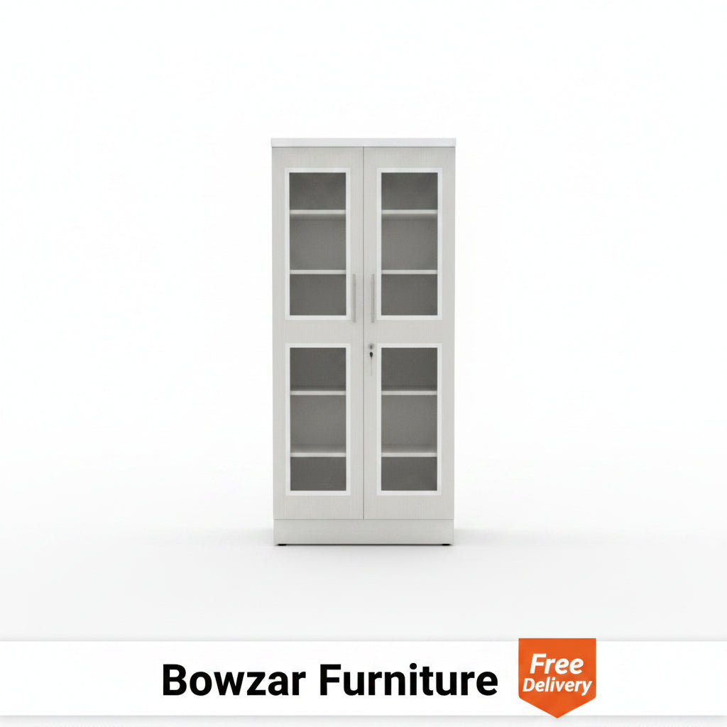 Bowzar Bookshelf Cabinet 5.5 Feet Height White - Bowzar -