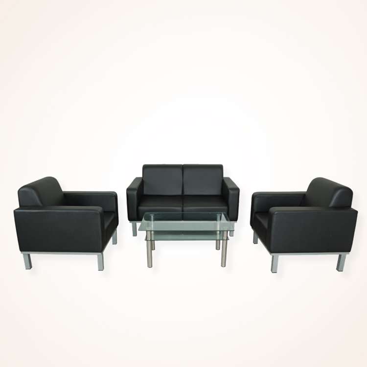 Office Wooden Sofa Set 4 Seater Black