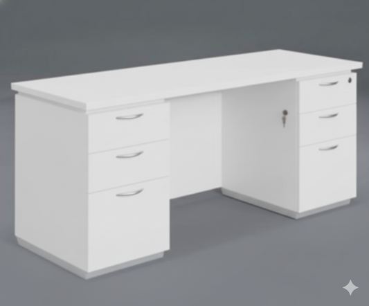 Bowzar Office Table 5x2 Feet With Drawer in Both Side White
