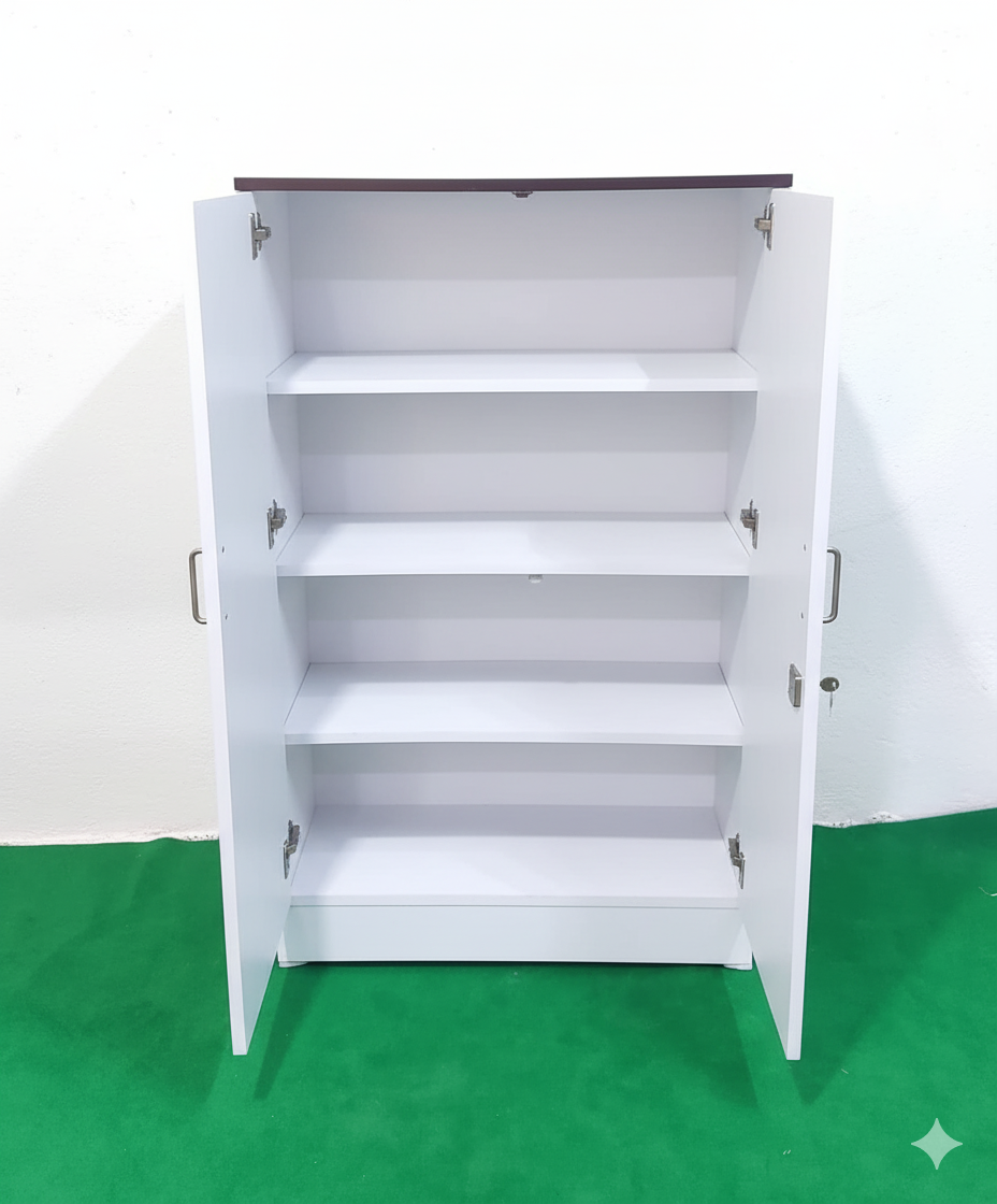 Bowzar Wooden Mini Almirah Wardrobe Shoe Rack 50 Inch White