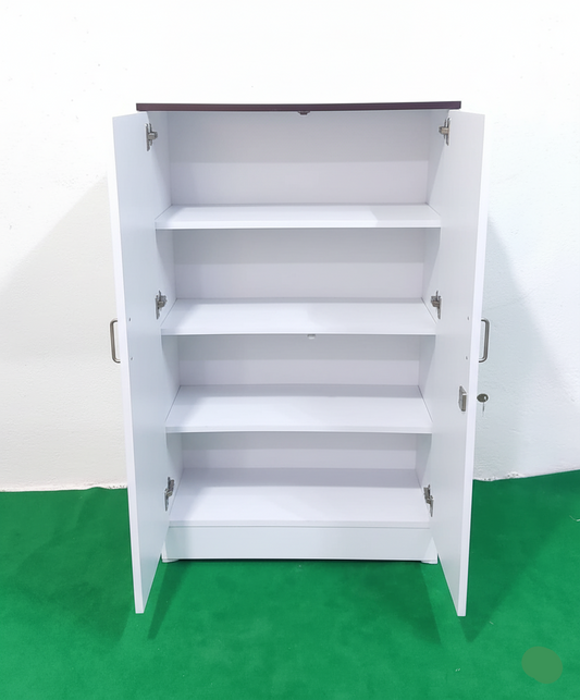 Bowzar Wooden Mini Almirah Wardrobe Shoe Rack 50 Inch White