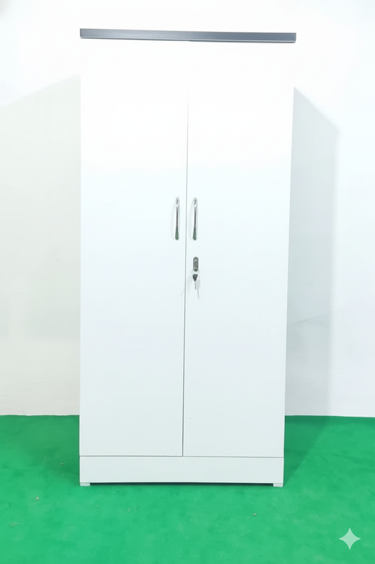 Bowzar 2 Door Almirah 2 Door Wardrobe White