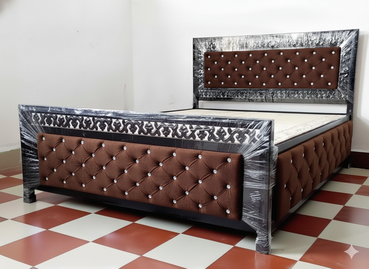 Bowzar King Bed Size 6X6.5 Feet King Box Bed Upholstered Cushion All Sides Dark Coffee