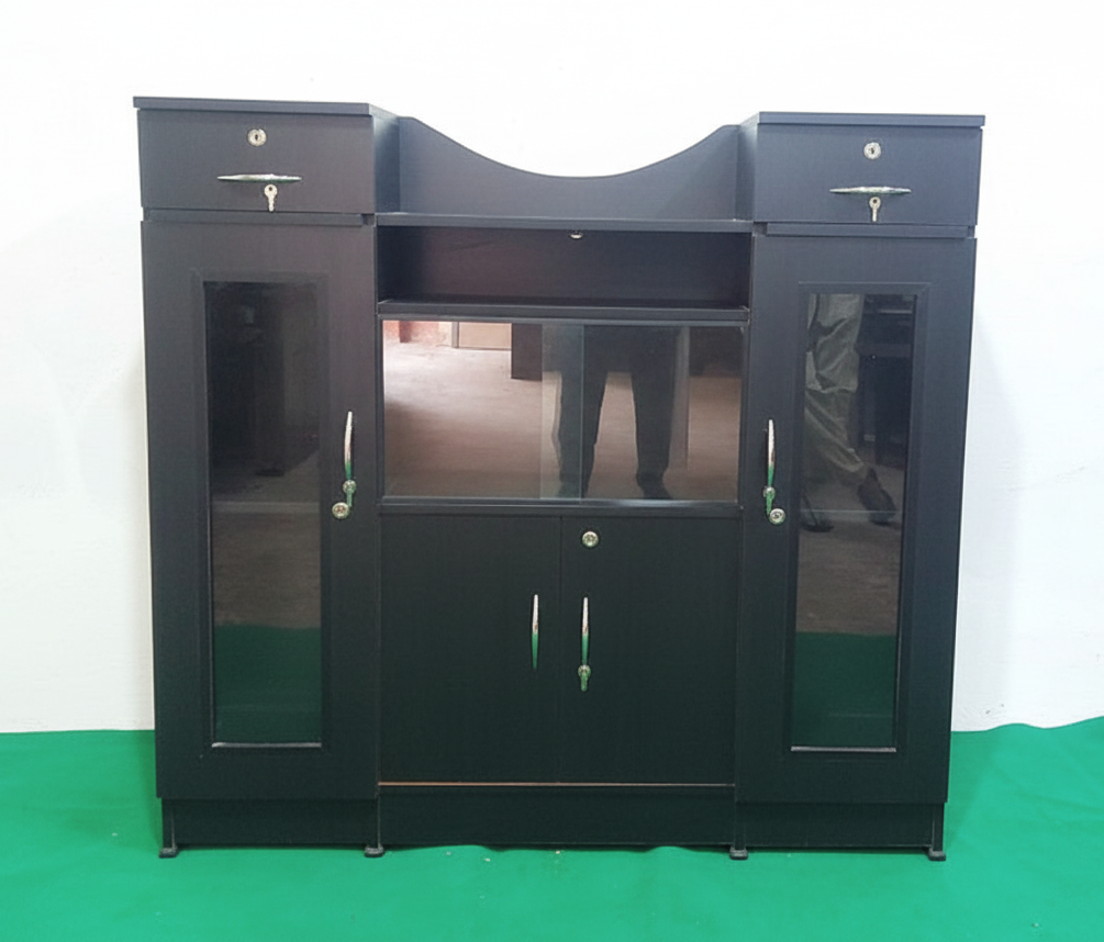 Bowzar Wooden U Showcase Cabinet L42H48XD14 Inch Black