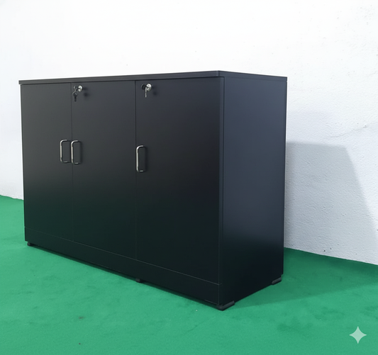 Bowzar Wooden 3 Door Cabinet Shoe Rack Multipurpose Mini Almirah Black