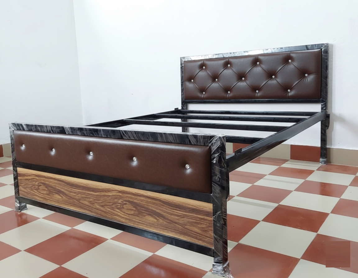 Bowzar King Bed Size 6x6.5 Feet With Head Cushion Dark Coffee