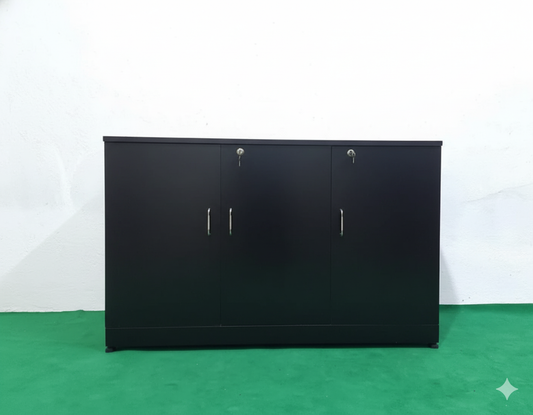 Bowzar Wooden 3 Door Cabinet Shoe Rack Multipurpose Mini Almirah Black