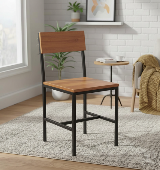 Bowzar 6 Seater Dining Set Metal Frame Engineering Wood Top