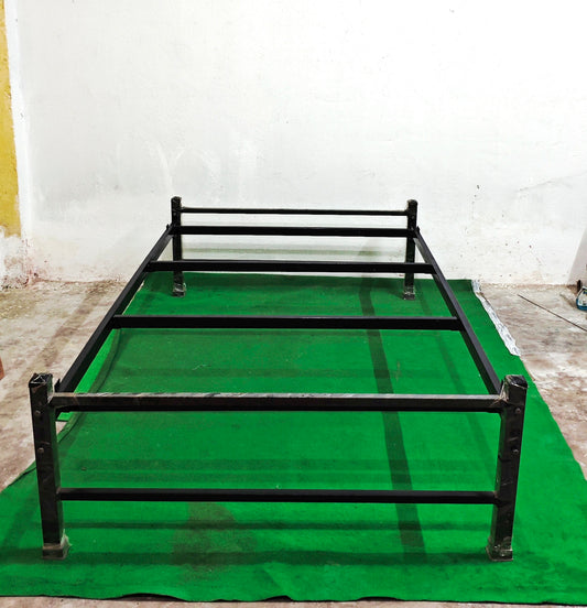 Bowzar Khatiya Model Square Pipe Double Bed Size 4X6.5 Feet Simple Minimalistic Metal Bed