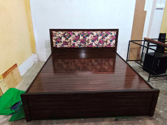 Bowzar King Box Bed With Premium Velvet Head Cushion 6X6.5 Feet Board King Box Bed