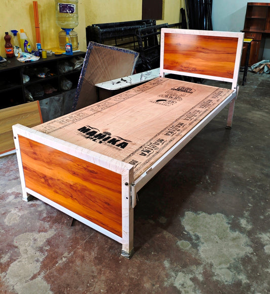 Bowzar Single Bed 3x6.5 Feet Wooden Look White Frame