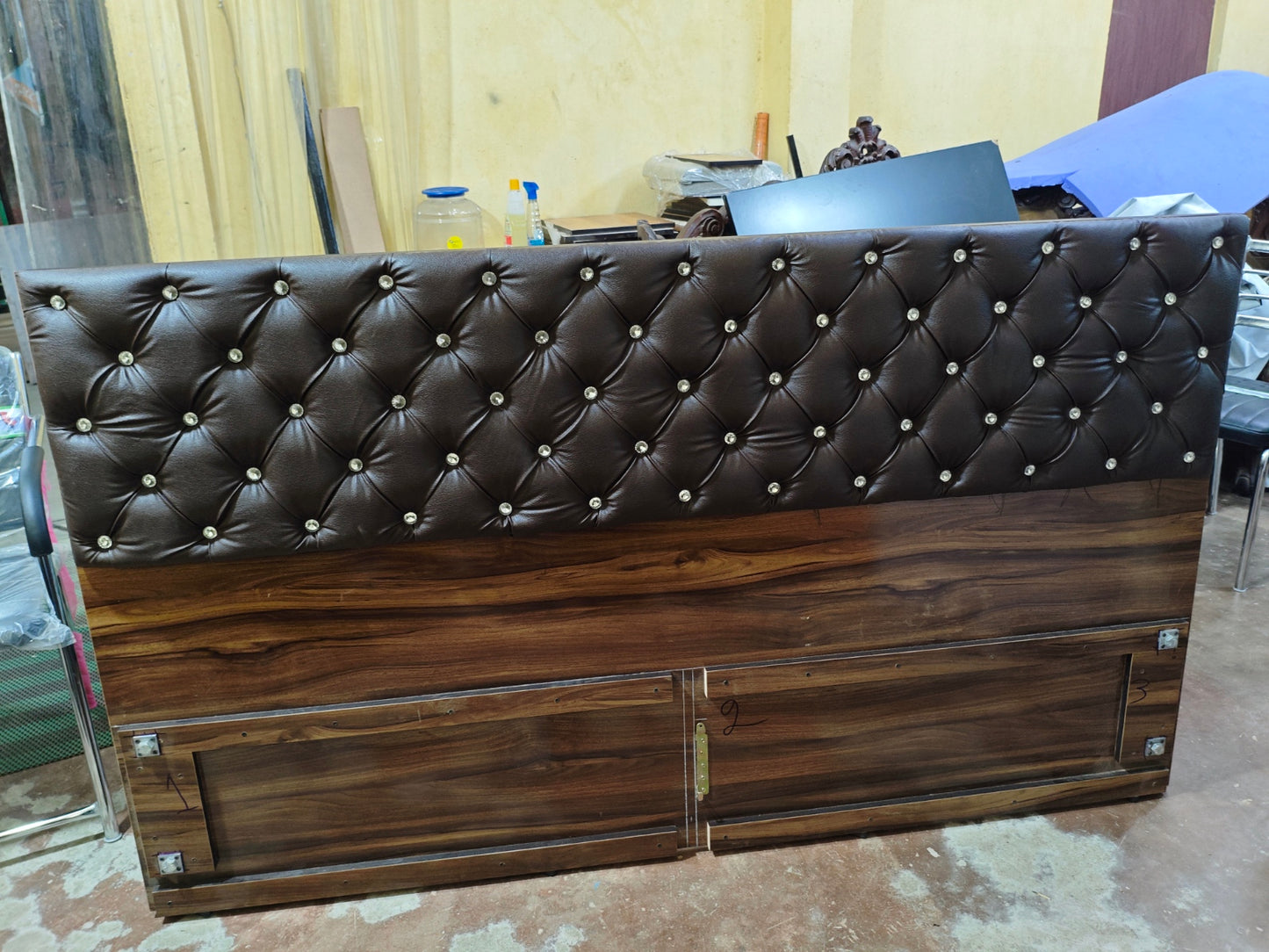 Bowzar King Box Bed 6x6.5 Feet Engineering Wood Bed With Storage Wenge