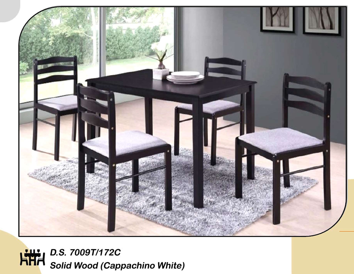 DS 7009T/172/C(1+6) 6 Seater Dining Solid Wood Cappuccino White