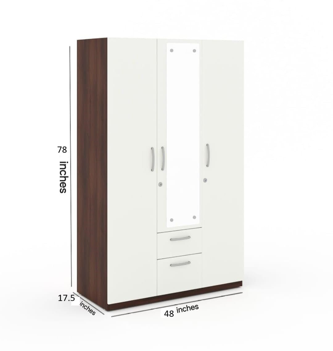 3 Door Almirah Engineering Wood With 2 Drawer and Mirror Premium Look and Quality
