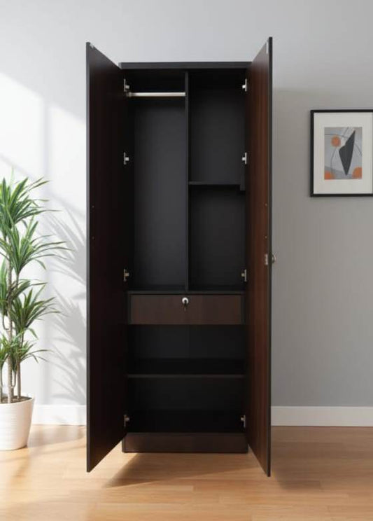 Bowzar Single Door Almirah Wardrobe With Drawer 72X24X16 Inch Wenge