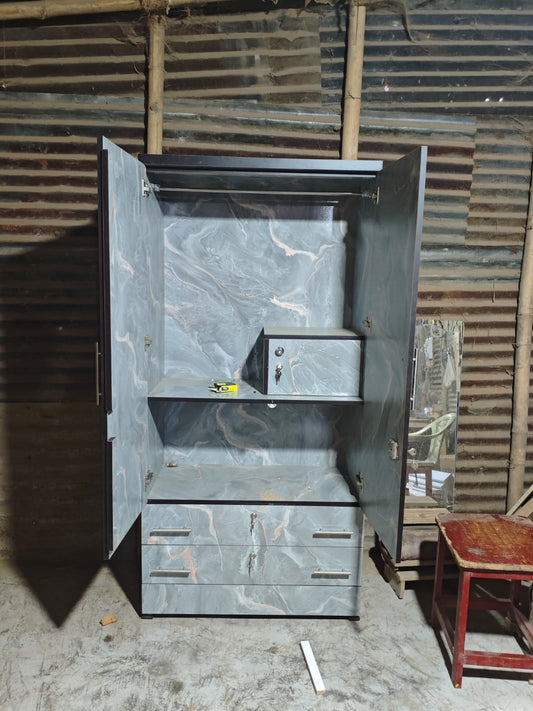 Bowzar 2 Door Almirah 2 Door Wardrobe Grey Marble