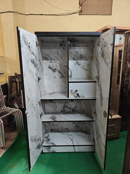 Bowzar 5.5 Feet 2 Door Almirah White Marble