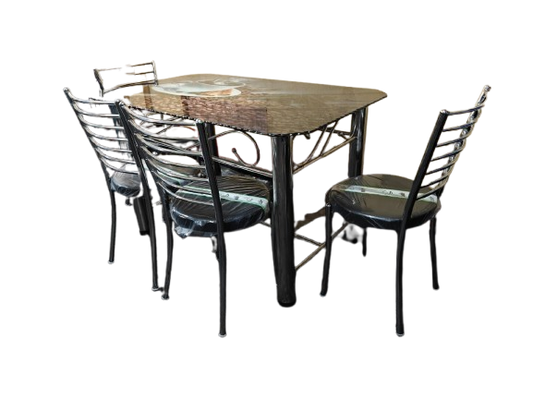 BOWZAR - Steel Printed Dining Table Set (4-Seater)
