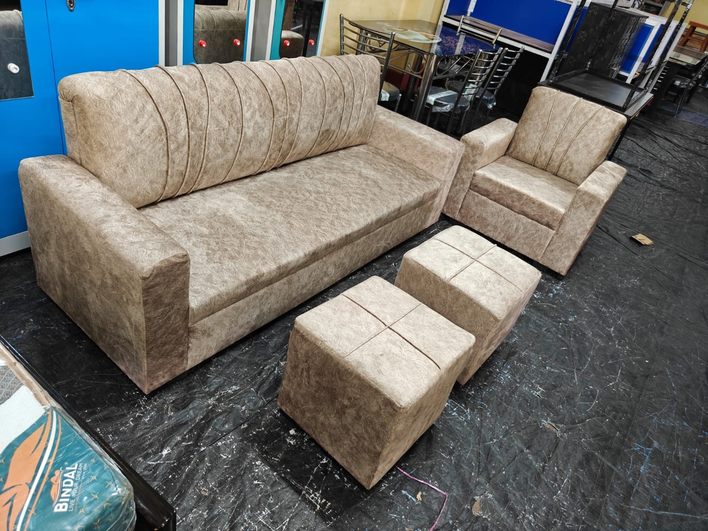 Dulex 4-Seater Sofa Set with Tools & Wooden Tea Table