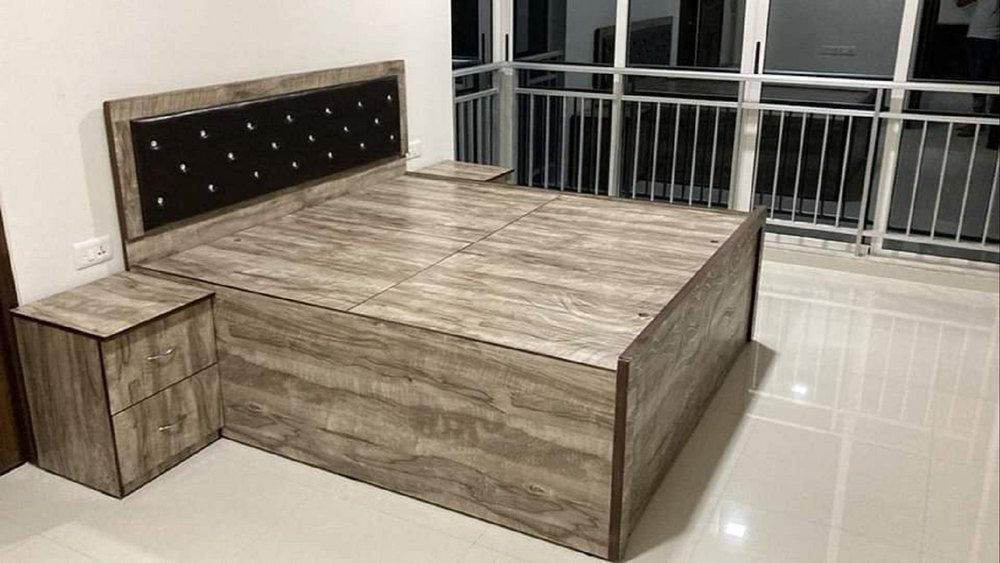 Bowzar Enginerring Wood Bed Queen Box Bed Size 5x6.5 Feet With Head Box